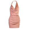 Satin Party Dress | V Neck Backless Mini Sleeveless Summer Party Dress - Image 9