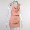 Satin Party Dress | V Neck Backless Mini Sleeveless Summer Party Dress - Image 8
