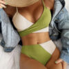 Patchwork Swimwear | Ribbed Women's Swimsuit | Knot Back Beachwear - Image 6