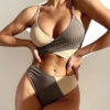 Patchwork Swimwear | Ribbed Women's Swimsuit | Knot Back Beachwear - Image 4