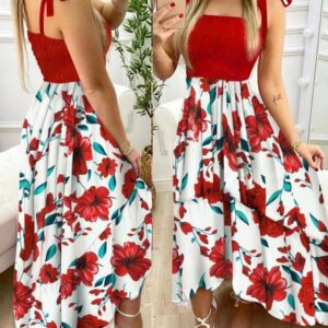 Red Floral one piece dress