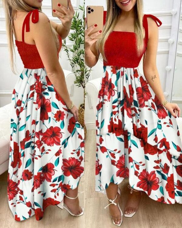 Red Floral one piece dress