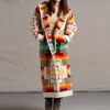 Women's Long Trench Coat | Printed Hooded Jacket - Image 2