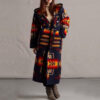 Women's Long Trench Coat | Printed Hooded Jacket - Image 3
